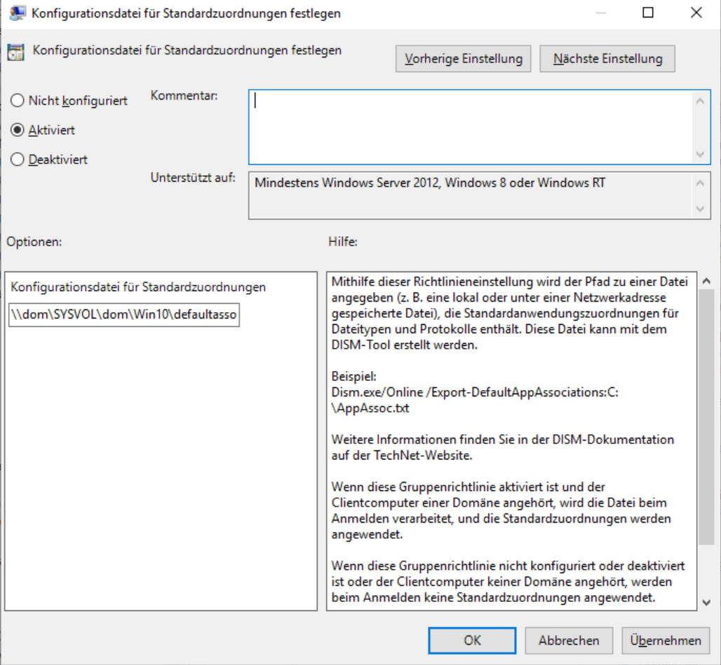 In der Detailkonfiguration kann nun der Pfad zu der XML Datei angegeben werden.
